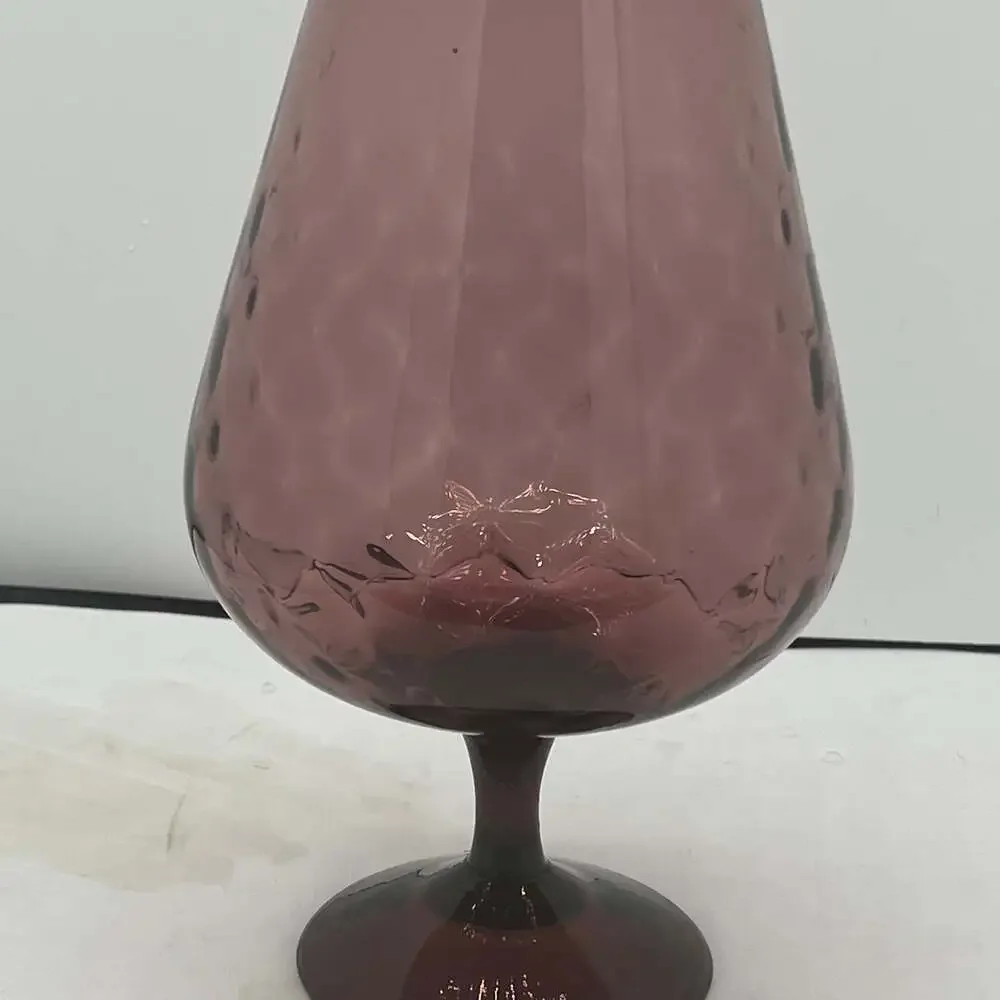 Empoli Brandy Snifter Amethyst Purple OPTIC Italy Art Glass Vase Vintage 9” MCM